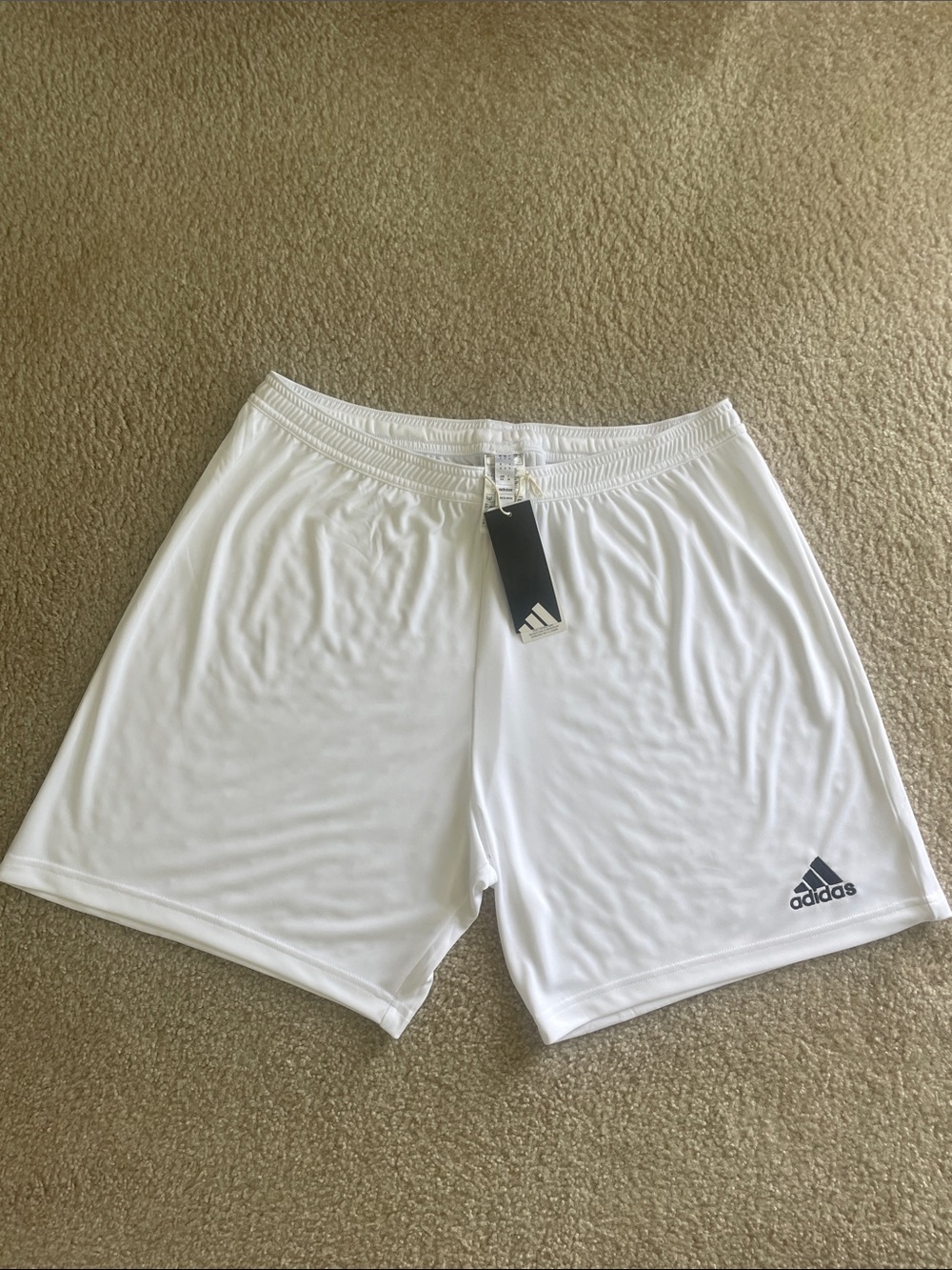 adidas White Men's Athletic Soccer Shorts with Logo